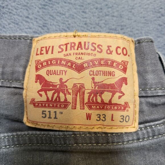 Levi's 511 Jeans Mens 31x28 Gray Slim Straight Distressed Denim Stretch - Picture 3 of 10